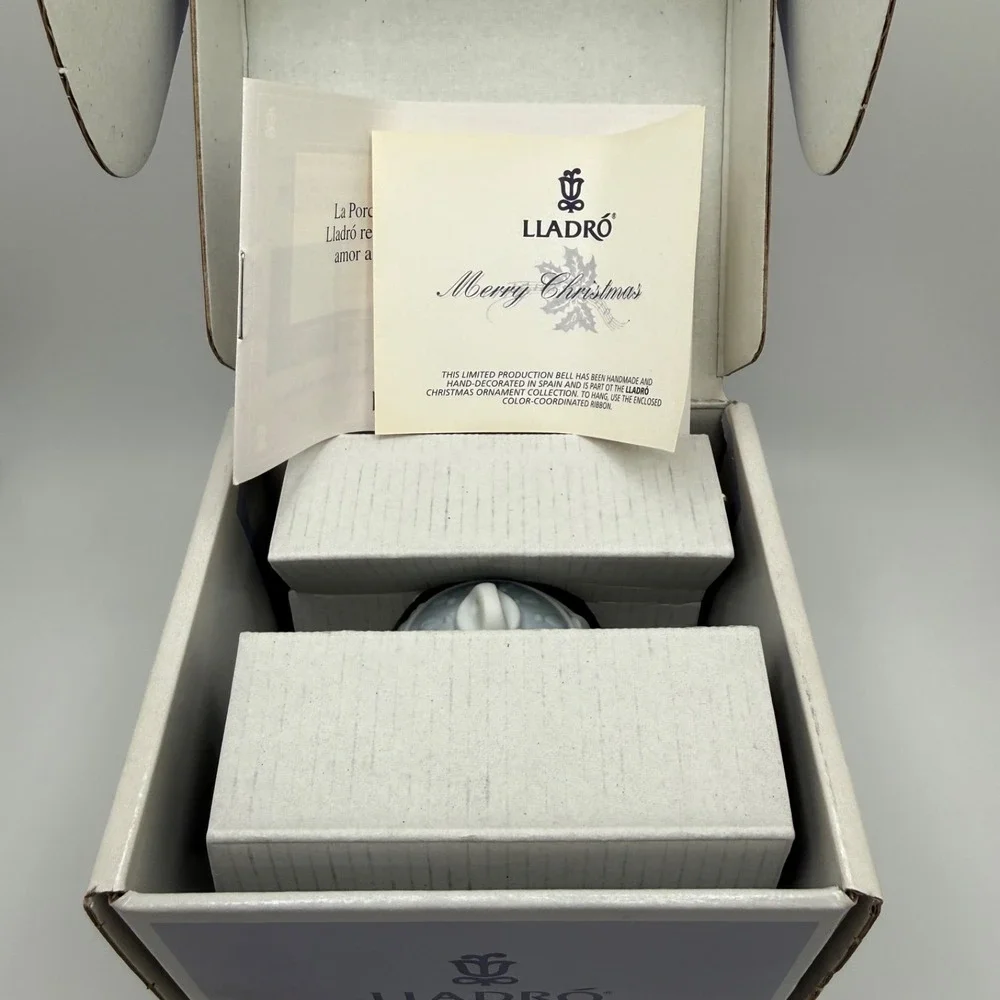 Vintage LLADRO 1994 Porcelain Bell Ornament White Angels Holiday‎ Spain Box